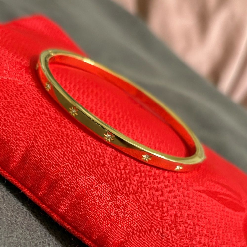 Fossil “Sadie” Shine Bright Gold-Tone Stainless Steel Cuff Bracelet